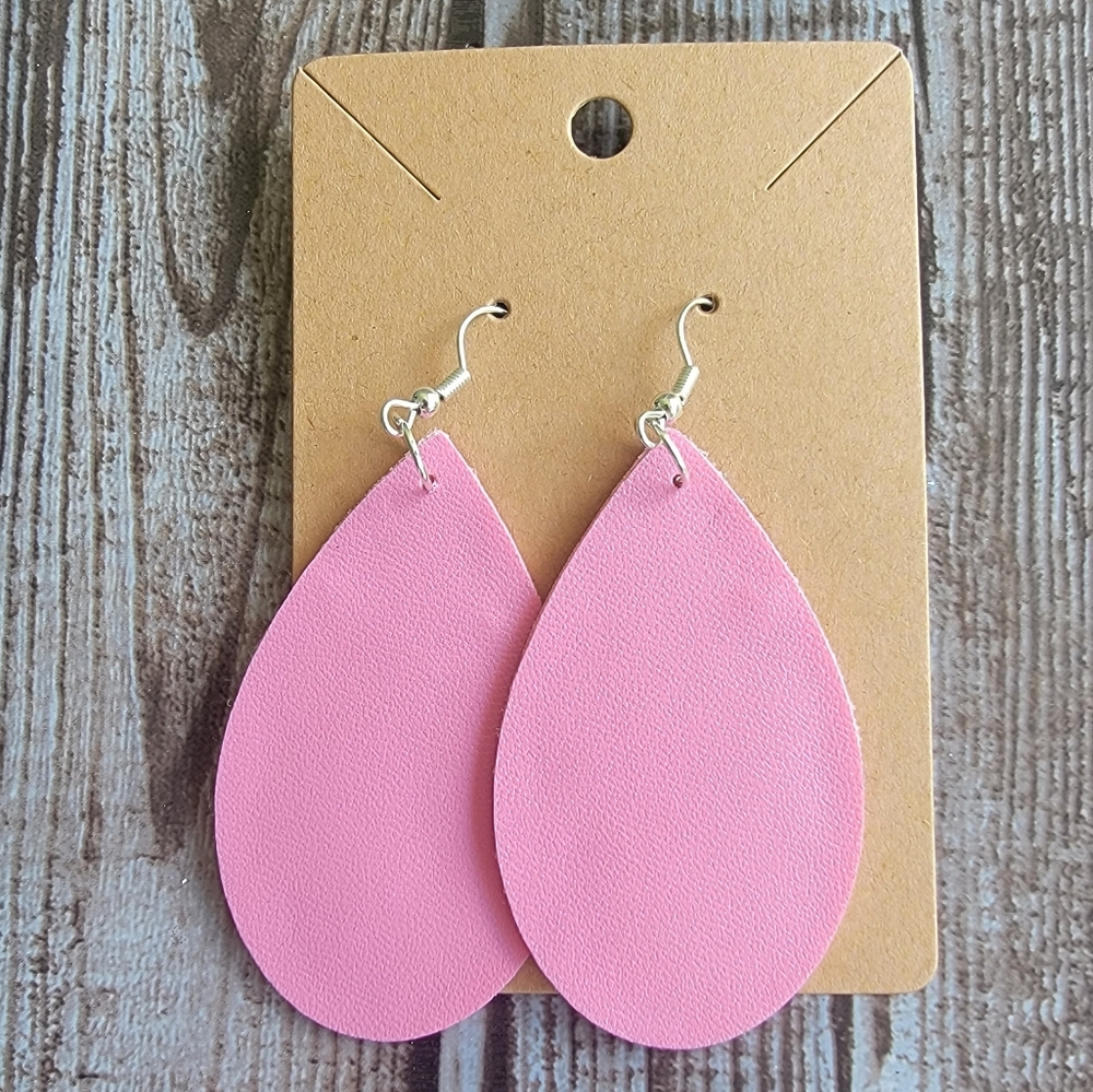 Pink Faux Leather Earrings